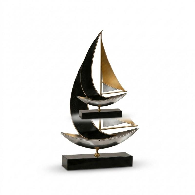 Metal Nautical Sailboat Decorative Figurine Living Room Office Desk Home Decor Modern Minimalist Style