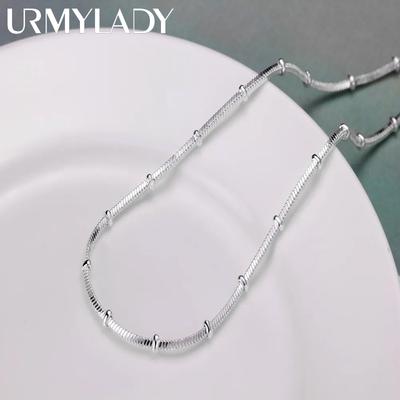 45-60cm 925 Sterling Silver Necklace Snake Chain Beautiful Simple Bead For Women Fashion Jewelry