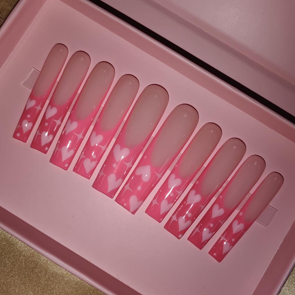 Thick and Hard Artificial Fingernails Square and Long Manicure False Nails with Glue Stickers Press on Nails