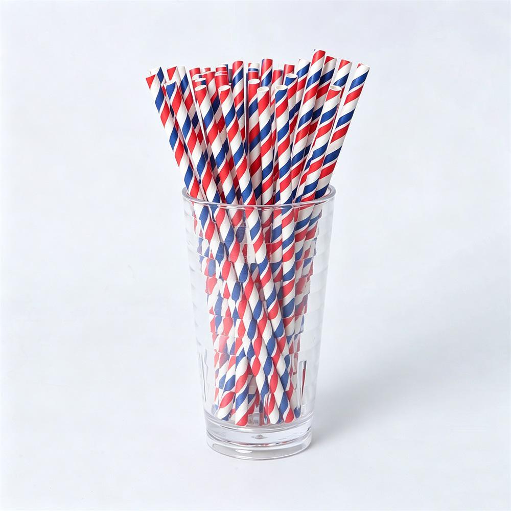 Biodegradable Colorful Striped Paper Straws - Individually Wrapped for Party Decoration