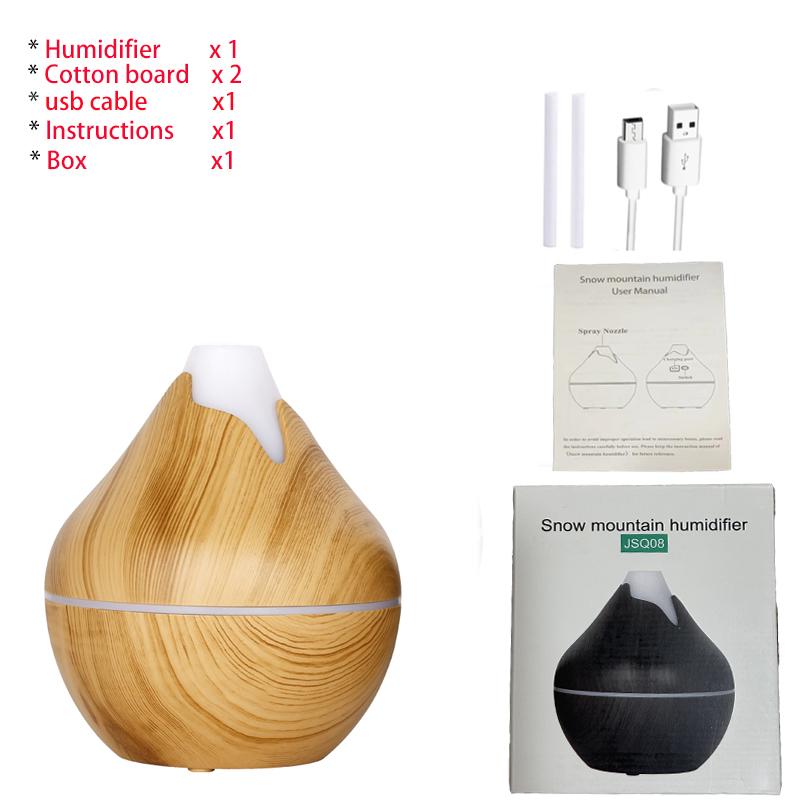 350ML USB-Aromaöl-Diffusor Holz elektrischer Luftbefeuchter Ultraschall-Luftbefeuchter Mini-Aromatherapie LED-Licht Nebelhersteller für Zuhause