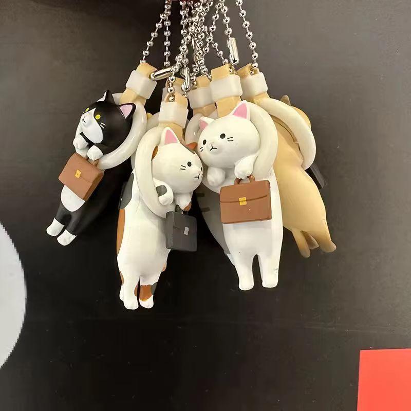 Kawai Anime Hanging Ring Commuter Handbag Cat Action Figure Keychain Blind Box Bagpack Pendent Capsule Toys Kids Unique Souvenir