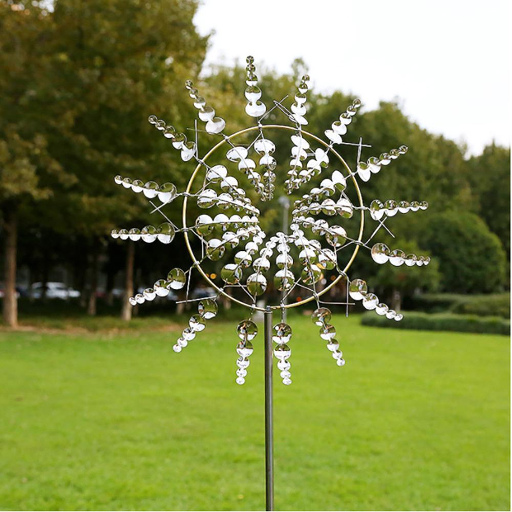 Magical Wind Powered Kinetic Windmill Metal Sculpture Spinner Garden Unique 98cm