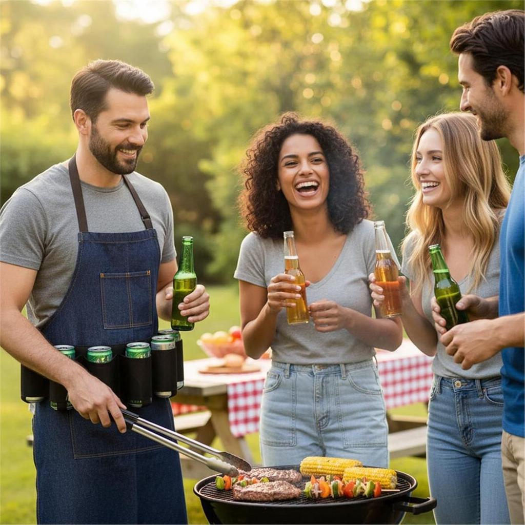 Beer Belt Portable Soda Bottle Beer Holder Drink Holds 6 Cans Adjustable Beer Waist Holder
