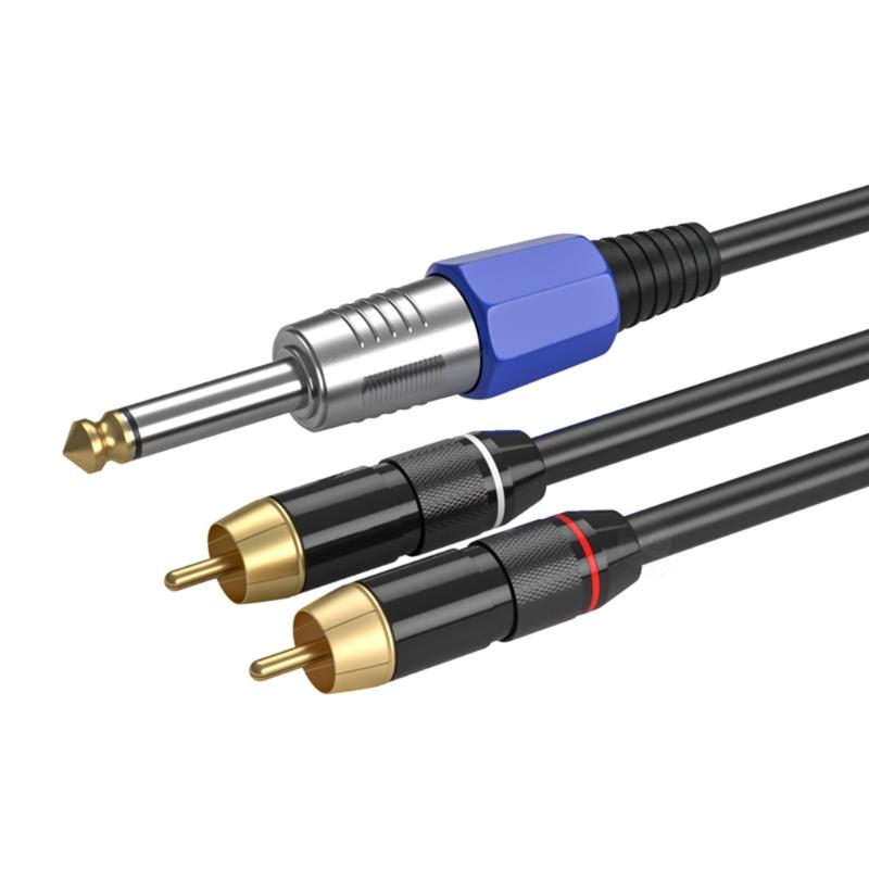Professional 1/4Inch Male To 2RCA Male Stereo Y Splitter Cable 6.35 To 2RCA Connection Cord Wire 50cm To 10m