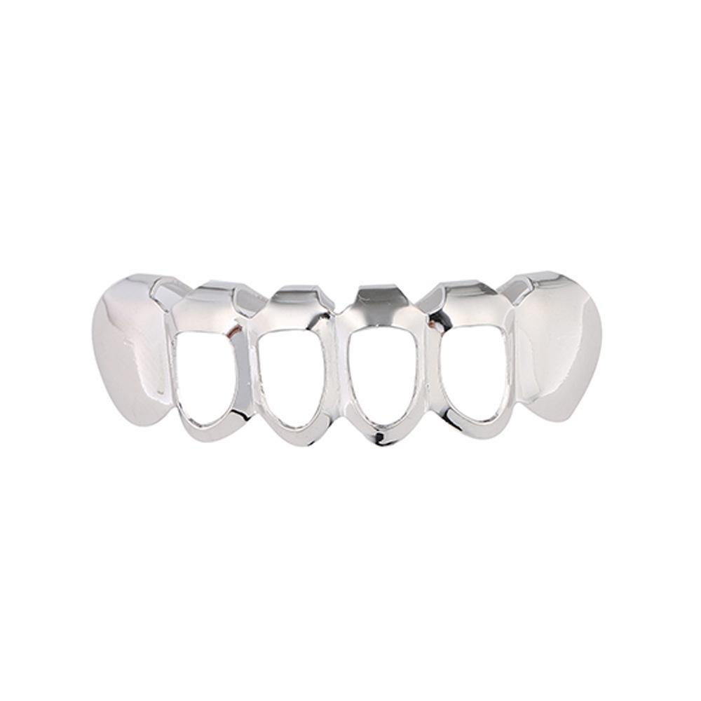 Cross-Border Trend: Gold Plated Hollow Six-Tooth Flat Fake Teeth for Halloween Costume & Hip Hop Grillz