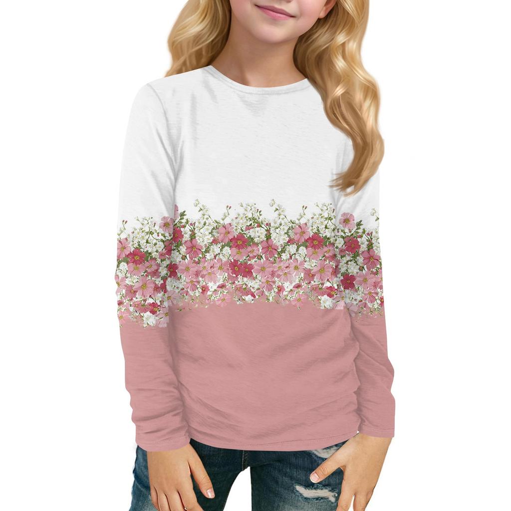 Top a maniche lunghe girocollo da bambino stampato casual quotidiano