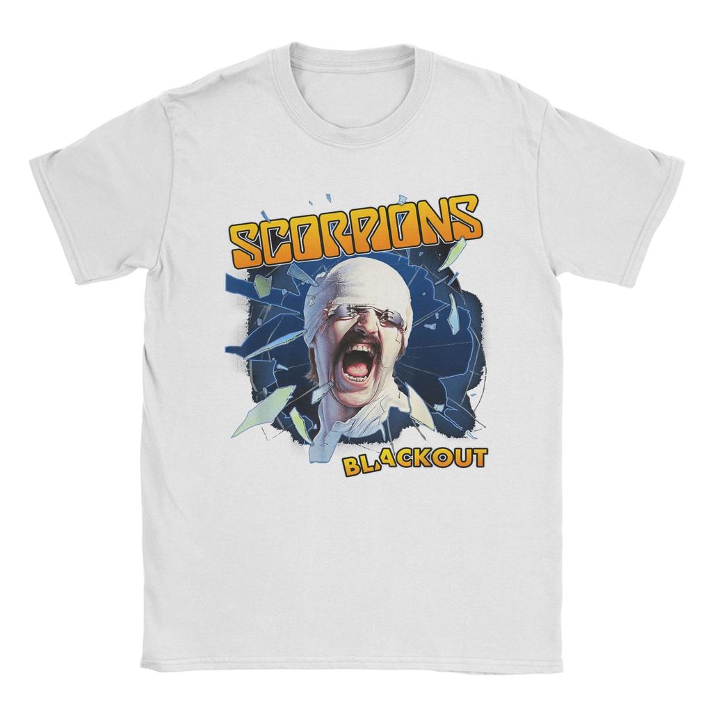 Scorpions Blackout T-Shirts for Men  Casual Pure Cotton Tees Round Collar Short Sleeve T Shirt Clothing