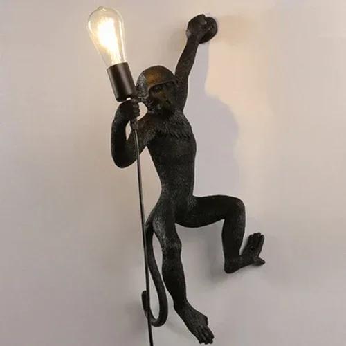 Nordic Creative Hemp Rope Pendant Pendant Light Resin Monkey Light Bedroom Children's Room Home Decoration Ceiling Pendant Lamp