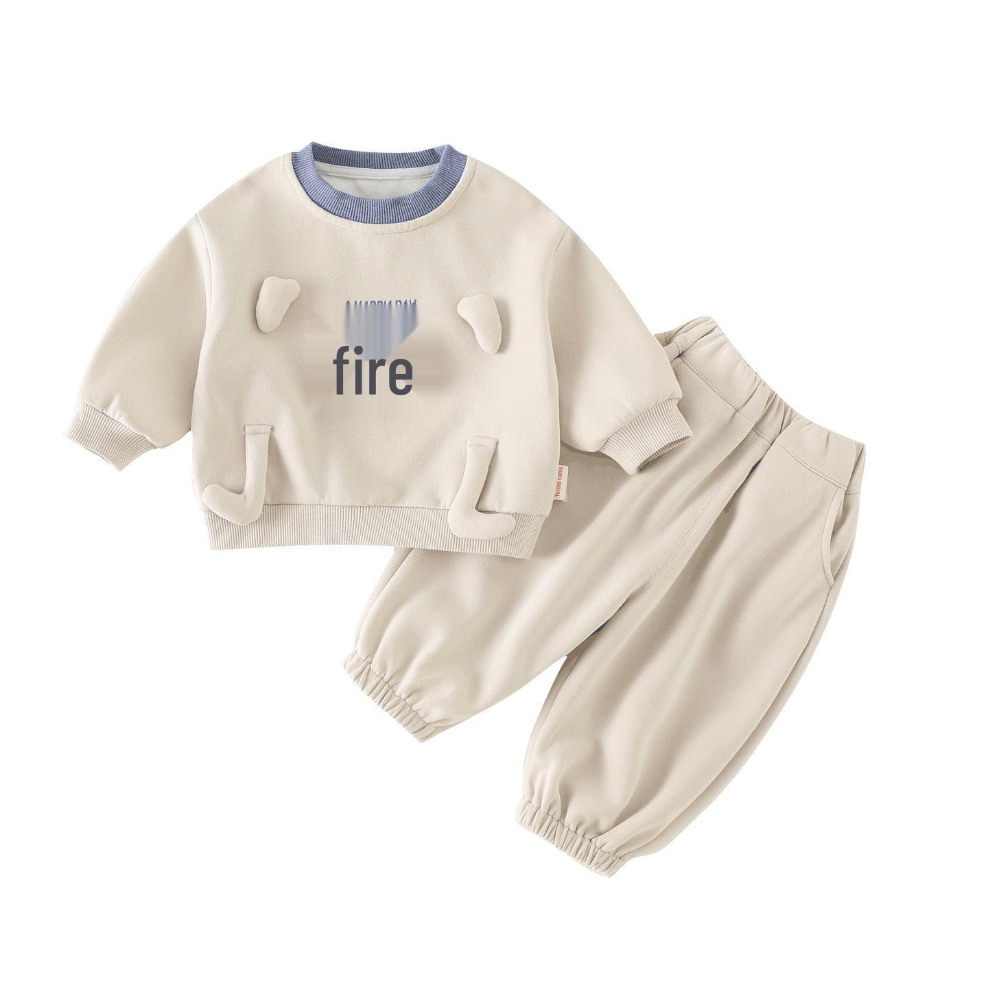 

2026 Spring Infant Boy Cartoon Hoodie & Pants Two-Piece Set 90 cm светло-серый