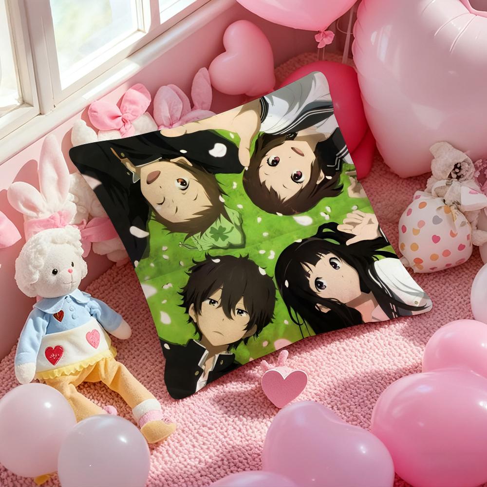 Anime Hyouka Cushion Cover Pattern Printed Pillowcase for Living Room Sofa Cushion Cover & Bedroom Decor