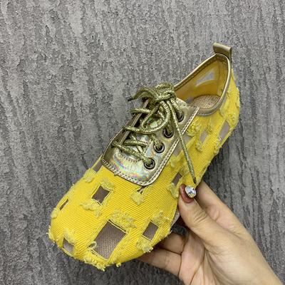 Zapatos de verano para mujer, zapatos planos informales transpirables, zapatos con cordones de talla grande, zapatos de diseñador