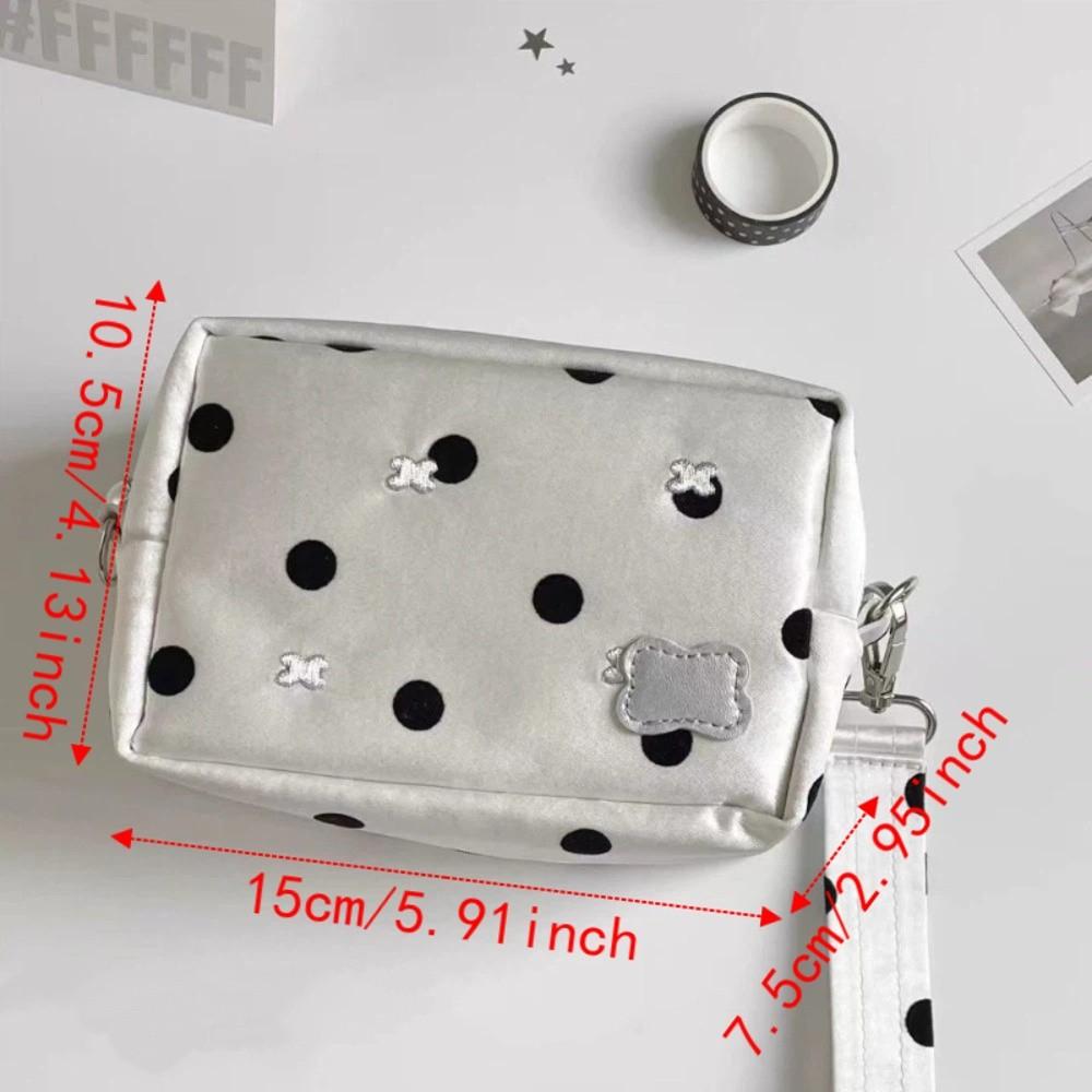 Durable Polka Dot Jewelry Bag Lightweight Large-capacity Black White Makeup Bag Multifunctional Portable Storage Bag Travel Use
