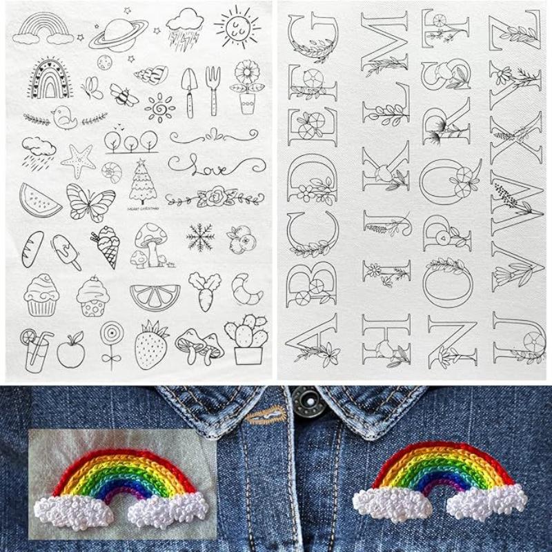 

2Sheets Water Soluble Non-Woven Fabric Printed Stabilizer Embroidery Patterns Sticker Embroider Paper Wash Away Sewing Moulds as the picture