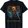 Saint Michael The Archangel Stained Glass T Shirt Vintage Stretched Homme Graphic Top For Everyday Wear Comfortable