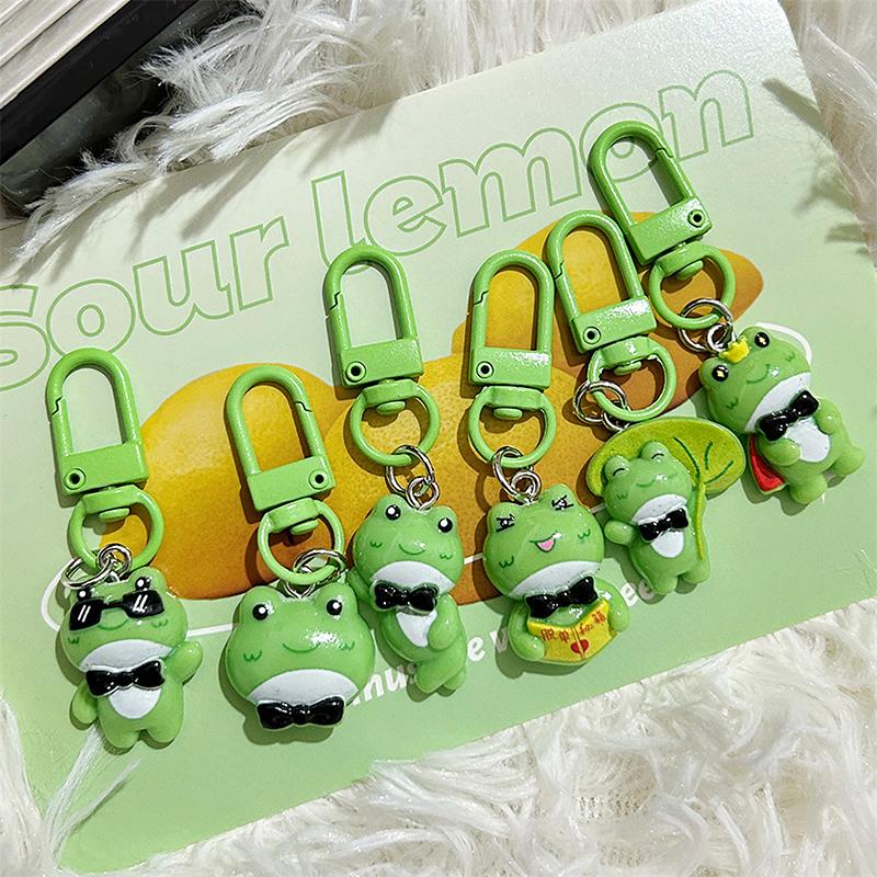 Mini Lonely Frog Keychain Off Single Cheats Funny Cartoon Pendant Girlfriend Gift Trumpet Ornament