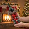 Reusable Wine Bottle Decorations Christmas Sweater Cover, Faux Fur Collar And Button Covers Coat Design Plaid Clothes for Party Decoration Holiday
