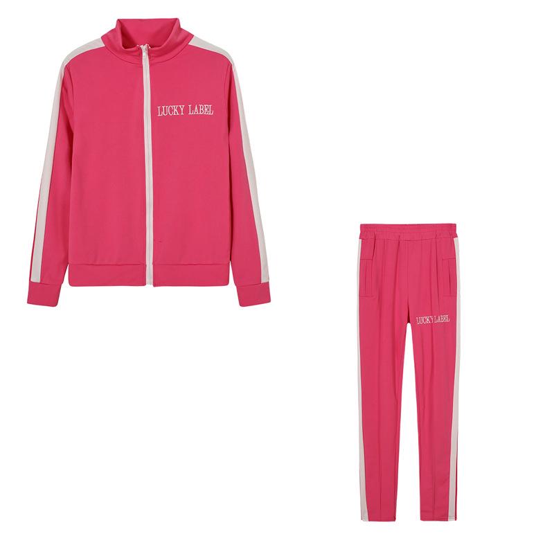 European and American Women's Fashion Letter Embroidery Zipper Sport Casual Two-Piece Set
