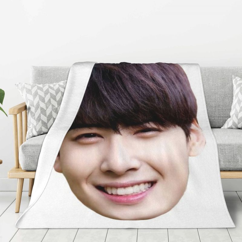 Custom 3D Printed True Beauty Cha EunWoo Blankets Breathable Soft Flannel Winter Throw Blanket for Couch Outdoor Bedroom 130x150cm