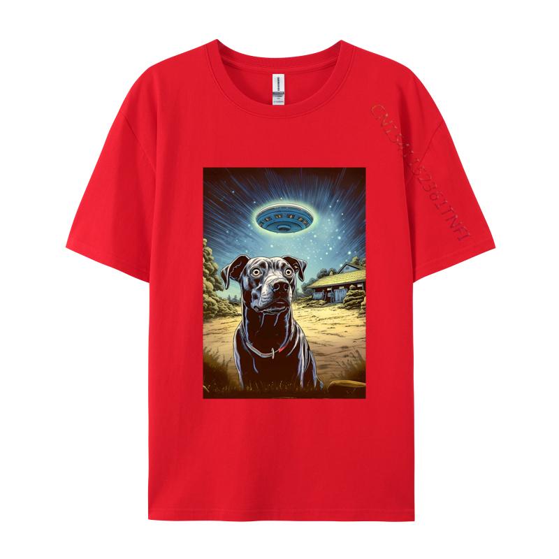 My Dog Thinks Ufos Are Real On A Dark Tshirt Men Clothing Tops Plus Size Pure Cotton ONeck T Shirts