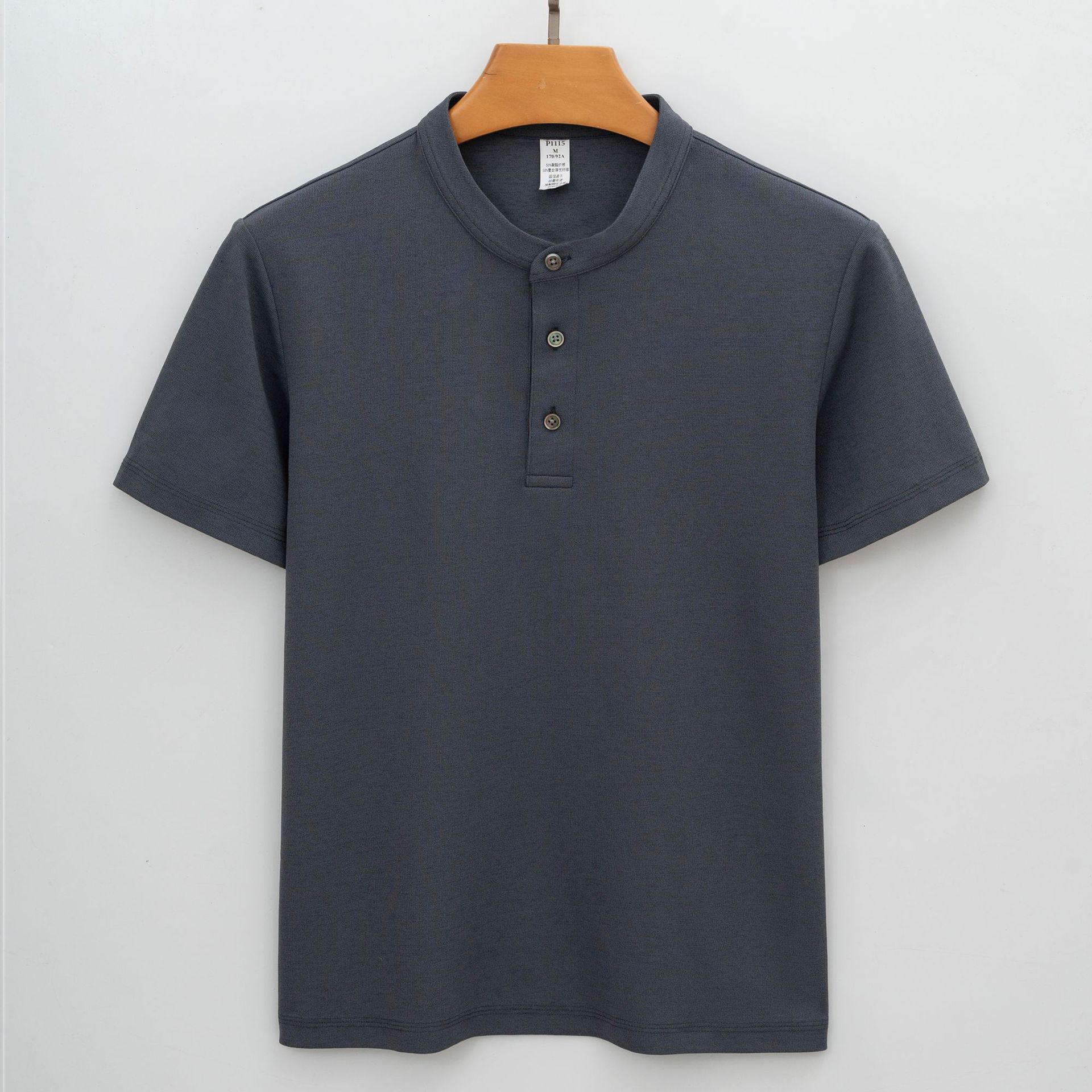 

Premium Quick-dry Stand-collar Short-sleeve T-shirt Youth Sports Wrinkle-free Moisture-wicking Breathable Half-sleeve Minimalist Breathable Tops 4XL