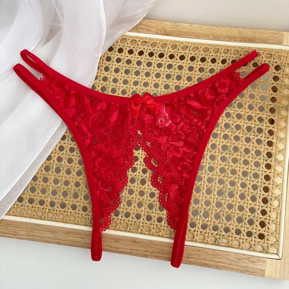 Custom Name Crystal Letter Briefs Sexy Lace Crotchless Knickers Hollow Waist Panties Open Gear Underpants Girlfriend Wife Gift