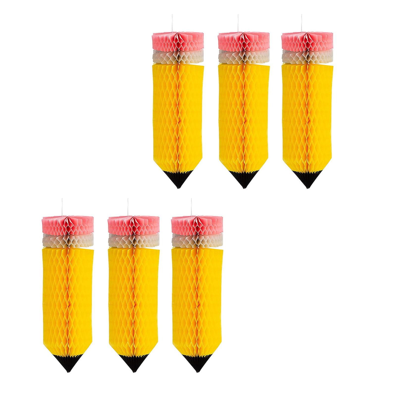 

6 шт. Приветствие школьного сезона спирали Красочное бумажное украшение для вечеринки и класса Подвески в форме карандашей и сотов