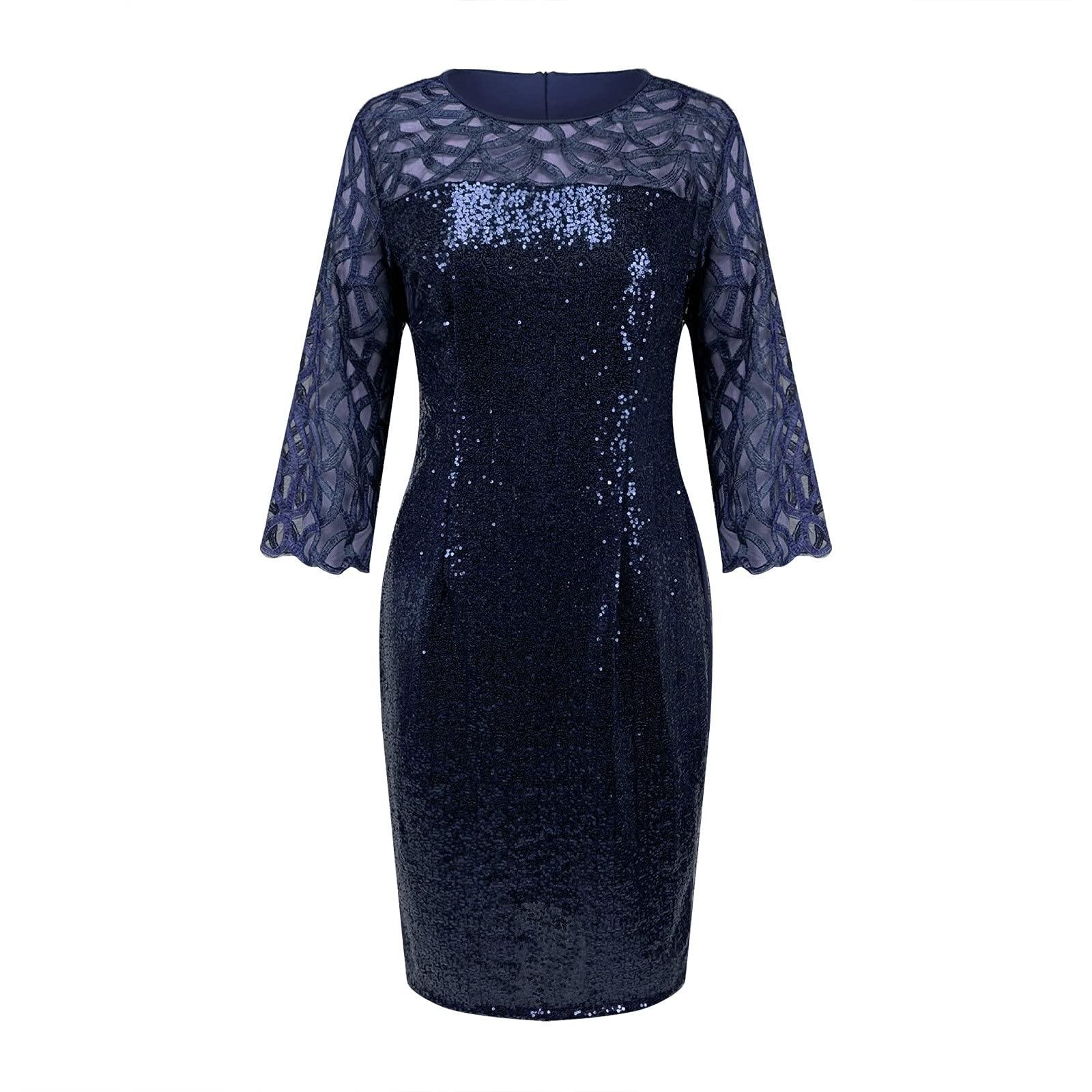 

(SU)Женское модное платье большого размера с блестками и талией с рукавами 5 минут