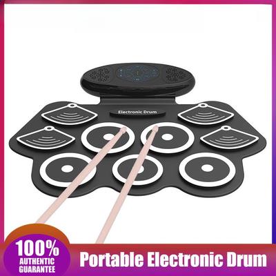 Rechargeable Multifunction Tabletop Drum Portable 9 Pads Electronic Drum Set Roll Up Silicone Practice Drum Pad