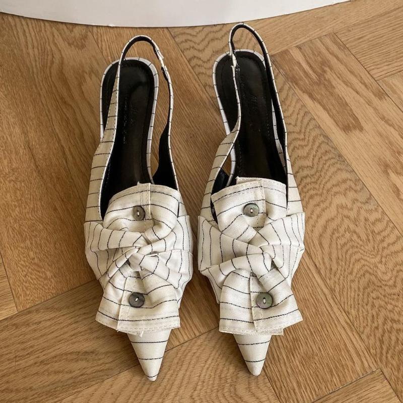 Fashion Brand Designer High Heels Women Button Butterfly-knot Party Dress Shoes Elegant Pointed Toe Pumps Sandals Women Zapatos De Mujer