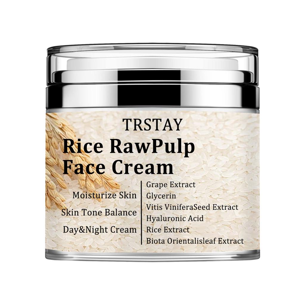 Rice Raw Pulp Face Cream Day & Night Cream Moisturizing and Lightening Fine Lines Moisturizing Tightening Whitening Cream
