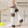 Professionelle Kompressions-Sportsocken für Laufen, Yoga, Tennis & Fitness - Atmungsaktiv Gestreift Hoher Schaft für Herbst & Winter