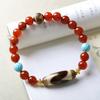 Synthetic Southern Red Agate Dzi Bead Bracelet, Red, Enhances Skin Tone and Elegance, New Chinese Ethnic Style Hand Jewelry for Women