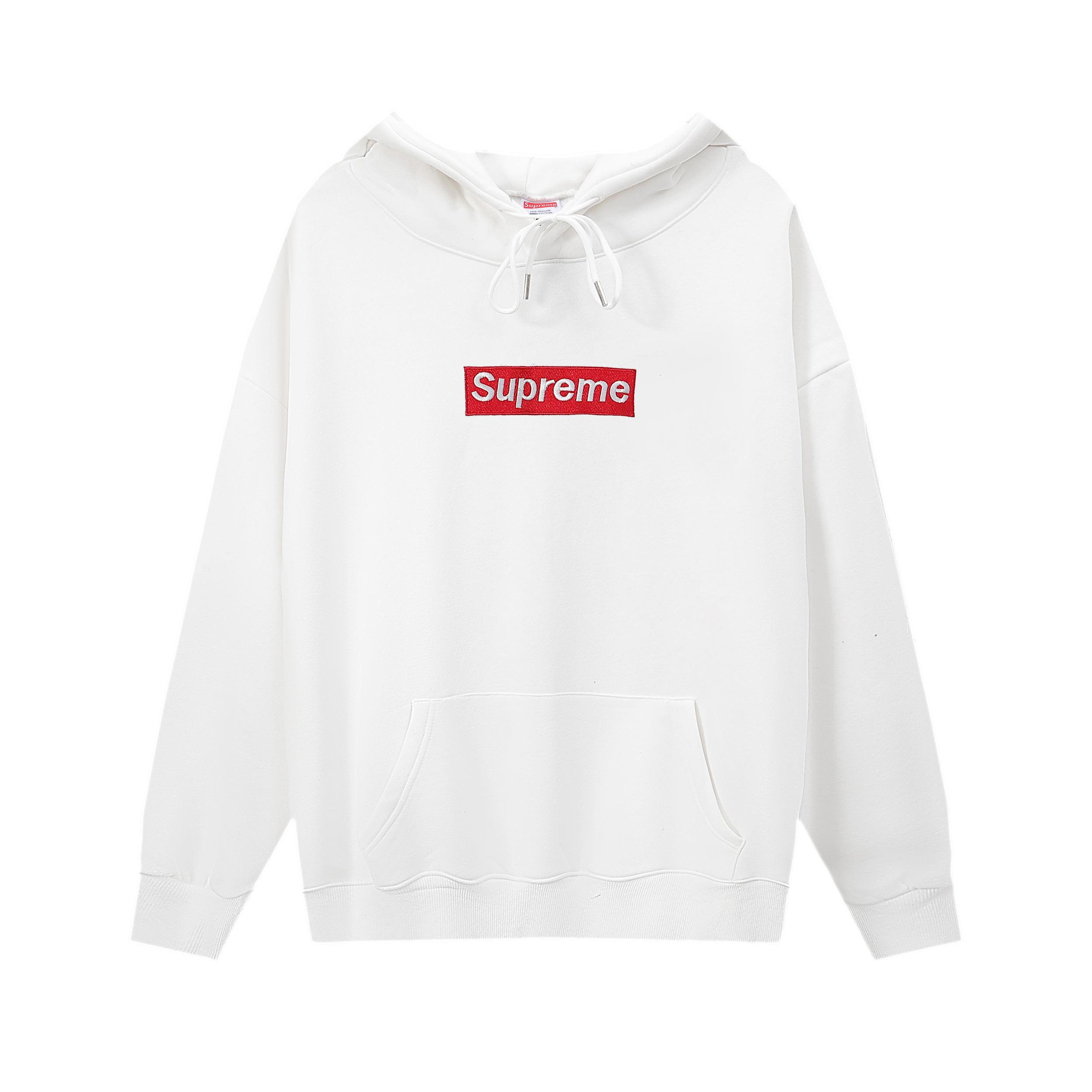 

Supreme Autumn/Winter Plus-size Cashmere Thick Keep Warm Red Basic Logo Classic Embroidery Hooded Sweatshirt for Couples S білий