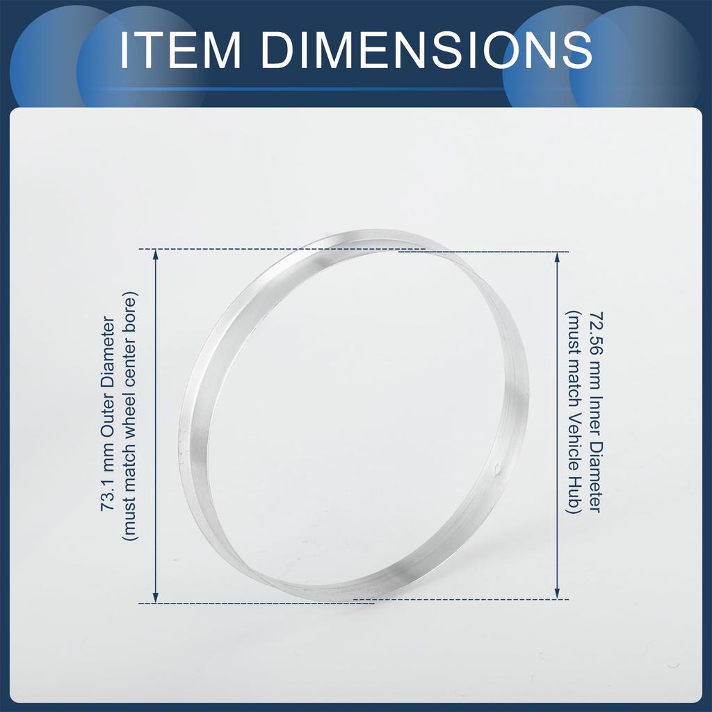 INFINAUTO Hub Centric Rings 72.56mm Inner to 73.1mm Outside Diameter Vehicle Wheel Hub Rings Aluminum Alloy 4pcs