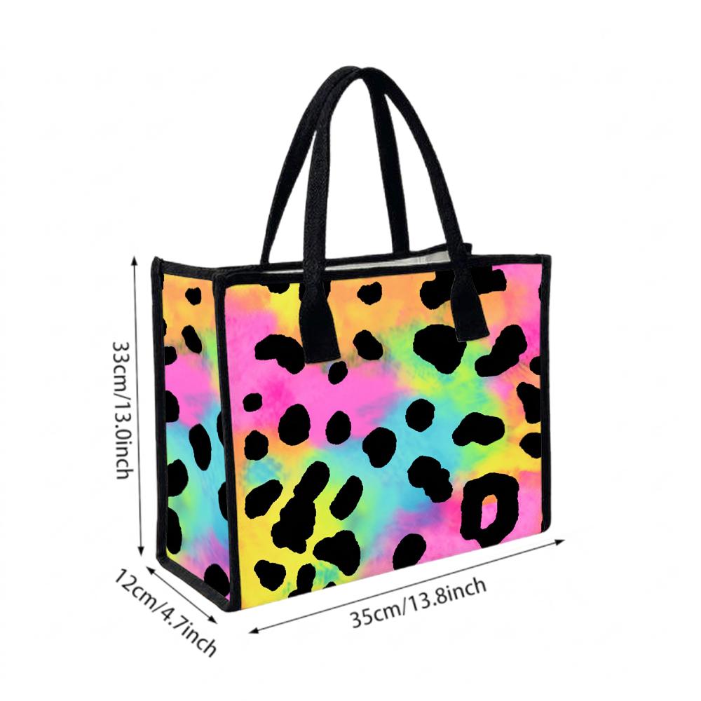 Gradient Leopard Print Tote Bag Fashion Large Capacity Casual Daily Shoulder Handbag for Women