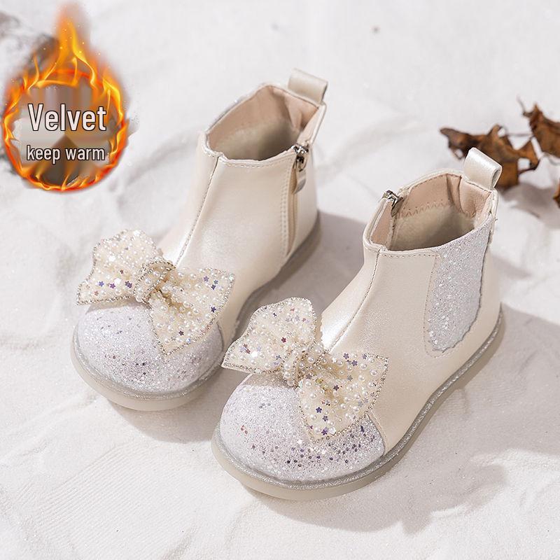 Dívčí martensky na podzim/zimu 2025 - Princeznovské kotníkové boty s fleecovou podšívkou pro miminka a děti