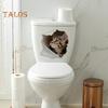 Katzen-Toilettenaufkleber mit kaputtem Loch, wasserdicht, entfernbar, selbstklebend, PVC, Wandkunst für Wohnzimmer und Badezimmer, 3D-Effekt, Simulation eines Kätzchens, Toilettensitzdeckel