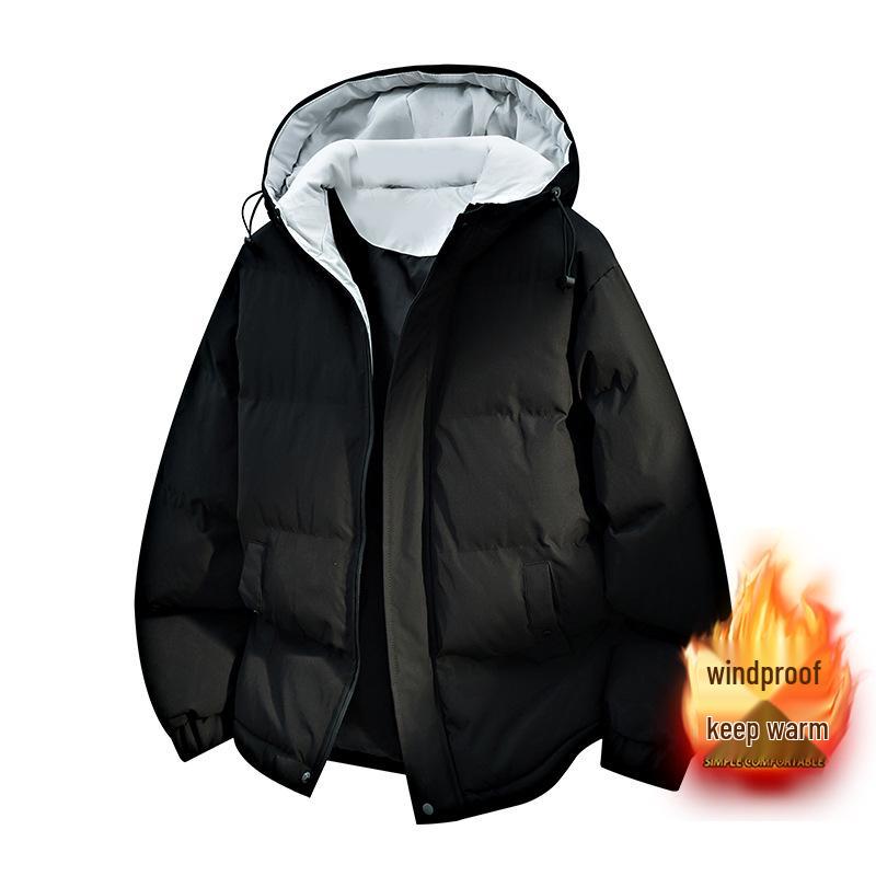 Men s Winter Hooded Cotton Puffer Jacket - Trendy Thickened Outerwear XL