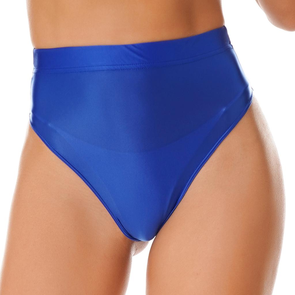 Womens Shiny High Waist Briefs Swimsuit Bottom Beachwear Underwear