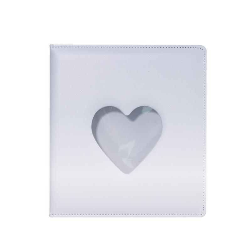 Sweet Macaron Gradient A5 Binder Heart Cutout 3-Ring Loose-Leaf Album, Cute Card Holder for K-Pop Idol Photo Cards Collection