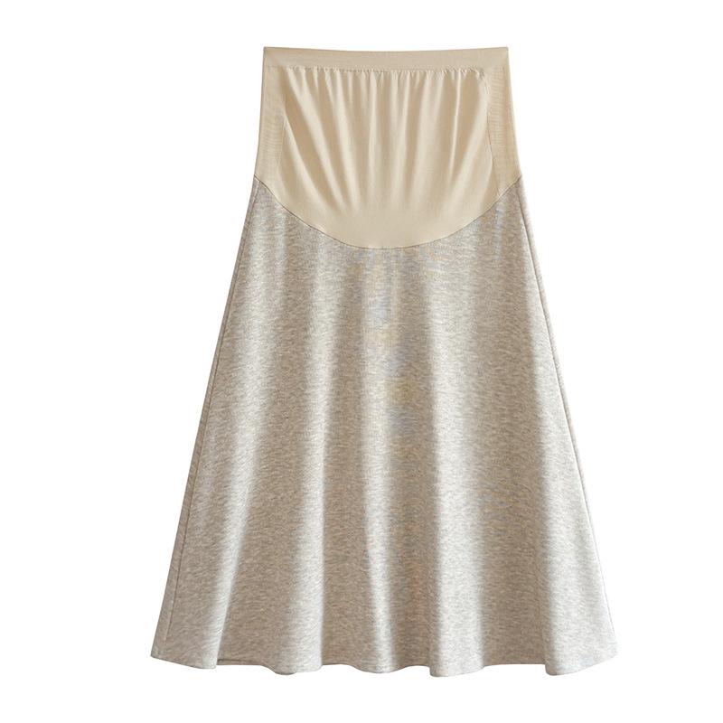 2026 Spring High-Waisted Maternity Support Skirt - Loose, Simple Design with Large Hem