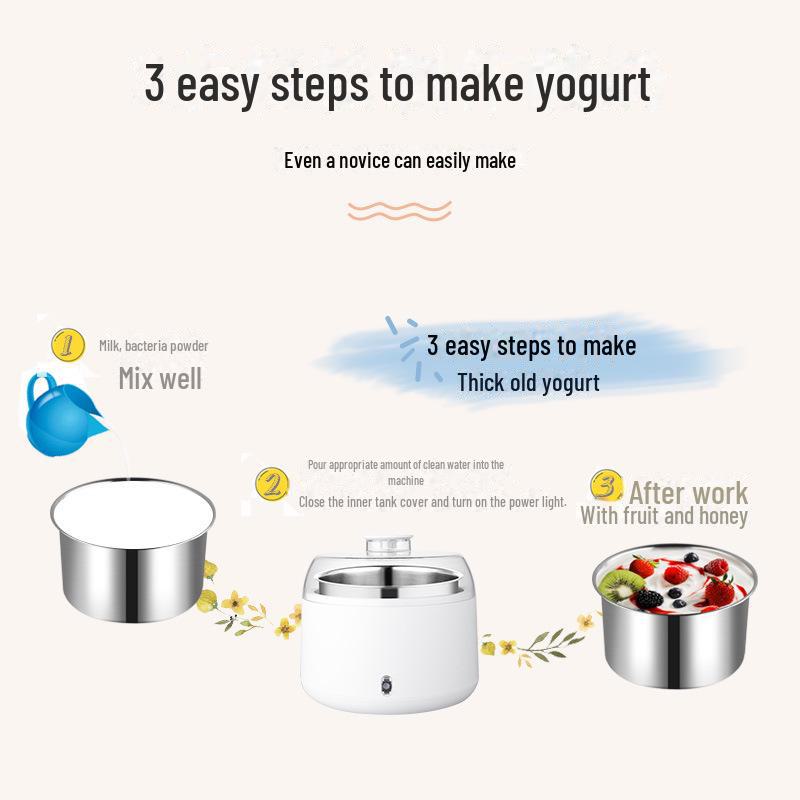 Compact Multi-Function Yogurt Maker with Stainless Steel Liner