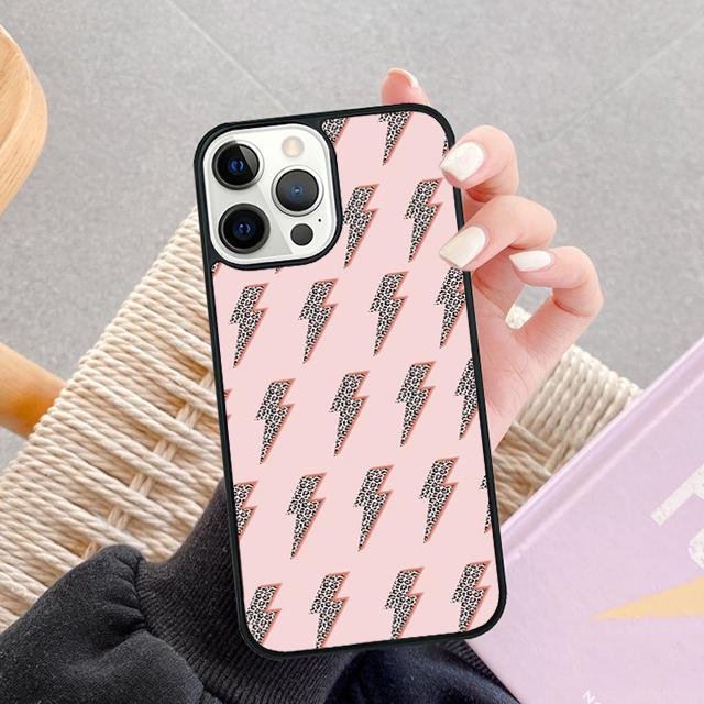 Preppy Stars Lightning Pink Celular Mobile Phone Case For iPhone 17 Air 16e 15 14 12 13 11 Pro MAX Plus Coque Fundas