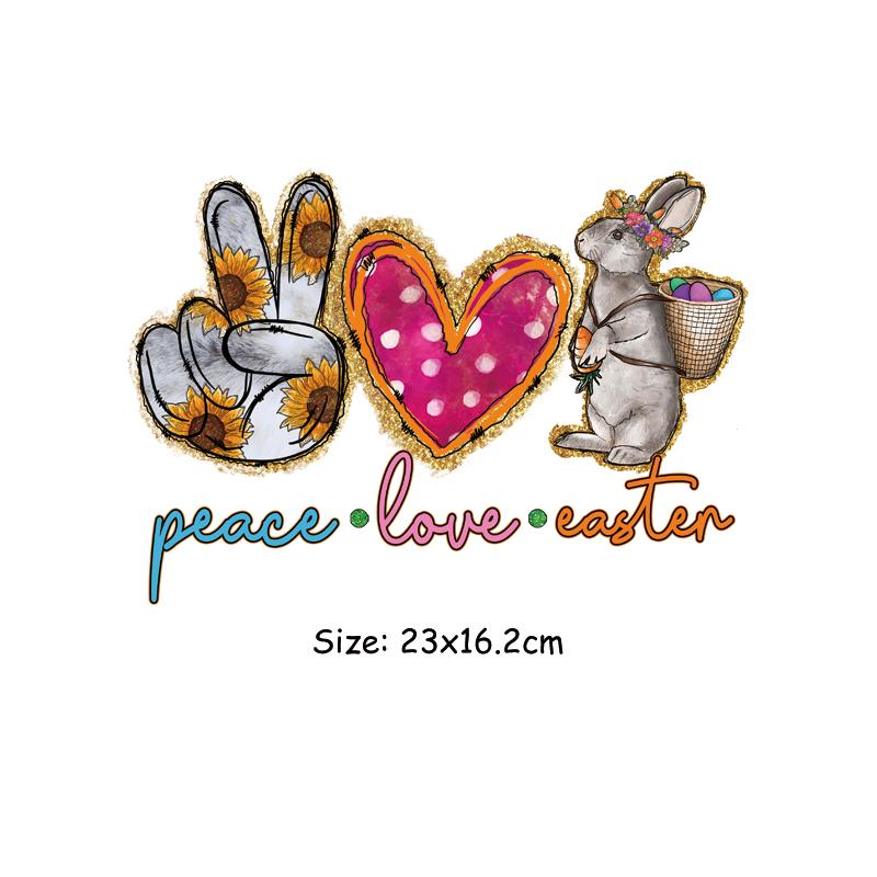 

Нашивки для одежды Peace Love Пасхальная нашивка моющиеся нашивки наклейки теплопередача новая одежда нашивки поверх порошка 23x16.2cm