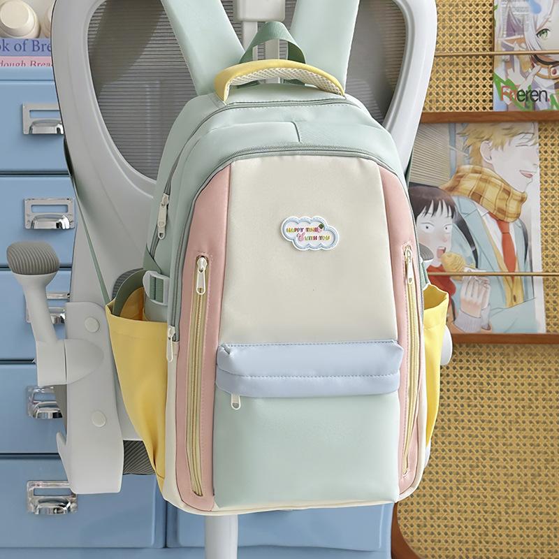 Schoolbag1011 new small fresh contrasting color schoolbag light casual outdoor backpack high school students large capacity backpack