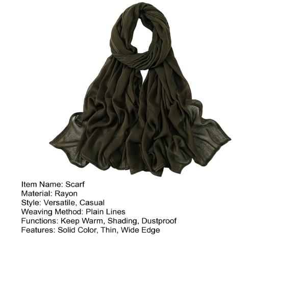 Women Scarf Solid Color Wide Edge Design Thin Scarf Breathable Shawl Versatile Head Wrap Stylish Accessory