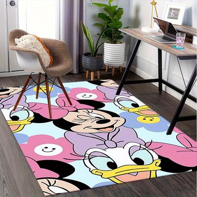 Office Carpet, Desk Under Mat, Gift for Home Decor, Minnie Mouse and Daisy Duck Patterned Rug, Room Decoration, Cute Cartoon Floor C