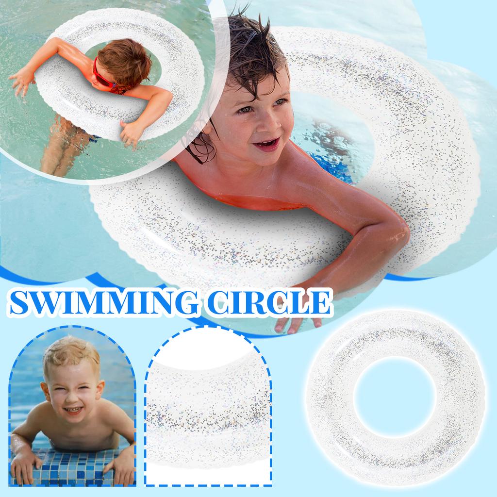 Inflatable Transparent Sequin Swimming Ring, Adult Thick PVC Inflatable Swimming Ring