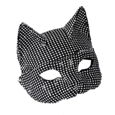 Halbgesichtsmaske Katze Mädchen Maske Handschuhe Set Strass Cosplay Requisite Katzen Frau Gesichtsmaske Party Kostüm Halloween Verkleidung